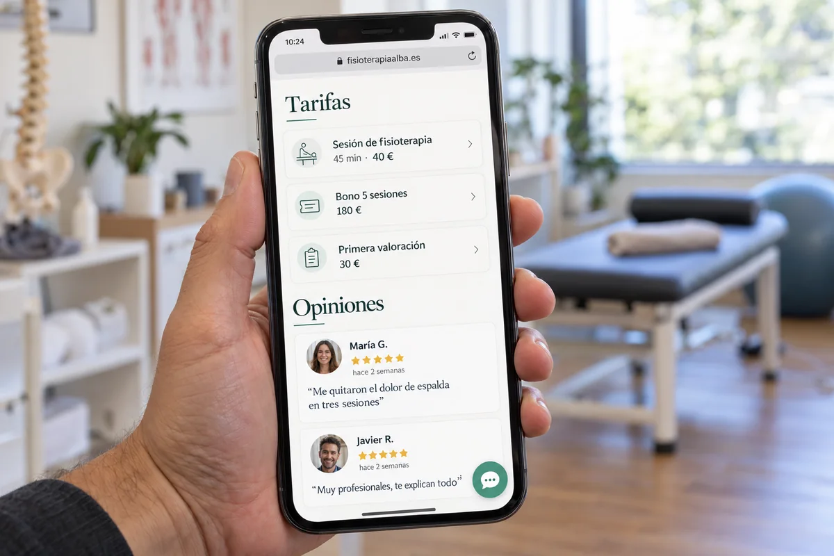 La web en el móvil: tarifas con sus precios y opiniones de clientes con estrellas