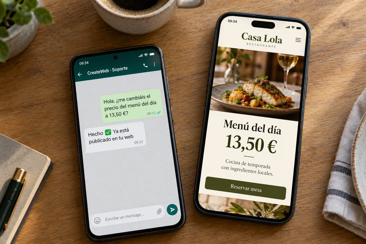 Un cliente pide por WhatsApp cambiar el precio del menú del día y en su web ya aparece el precio nuevo